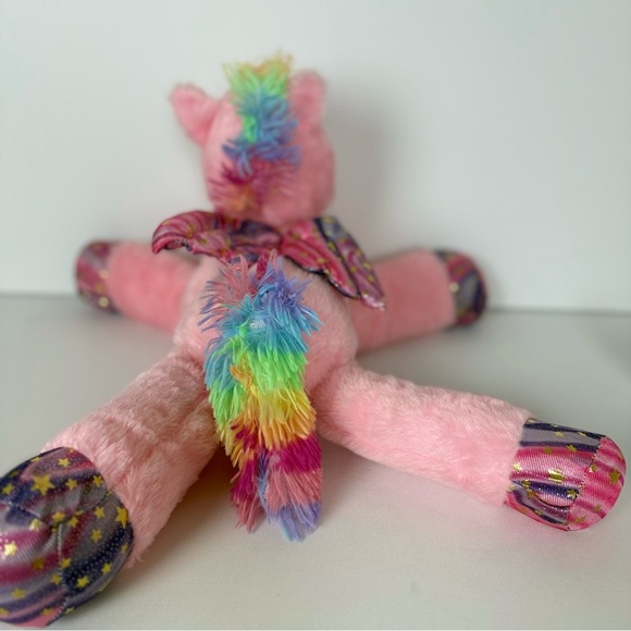 Pink Plush Rainbow Unicorn Stuffed Animal‎ Toy – Wings, Stars & Horn – Kawaii - Picture 9 of 10